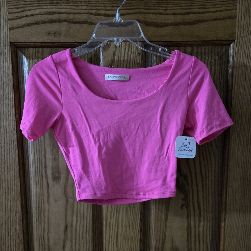 La Hearts Vibrant Pink Crop Top